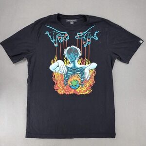 Cult of Individuality Graphic‎ T-Shirt Mens M Black Puppet Skeleton Earth Fire